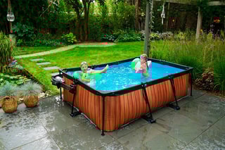 Piscine rectangulaire avec pompe filtrante Wood - 300 x 200 x 65 cm - Dès 6 ans