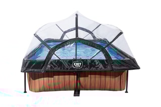 Piscine rectangulaire avec pompe filtrante et dôme Wood - 300 x 200 x 65 cm  - Dès 6 ans