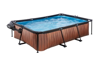 Piscine rectangulaire avec pompe filtrante et dôme Wood - 300 x 200 x 65 cm  - Dès 6 ans