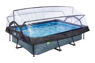 Piscine rectangulaire avec pompe filtrante et dôme Stone - 300 x 200 x 65 cm - Dès 6 ans