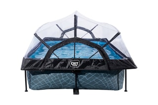 Piscine rectangulaire avec pompe filtrante et dôme Stone - 300 x 200 x 65 cm - Dès 6 ans