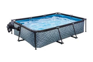 Piscine rectangulaire avec pompe filtrante et dôme Stone - 300 x 200 x 65 cm - Dès 6 ans