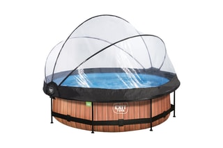 Piscine ronde avec pompe filtrante et dôme Wood - 300 x 76 cm - Dès 6 ans