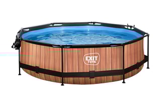 Piscine ronde avec pompe filtrante et dôme Wood - 300 x 76 cm - Dès 6 ans
