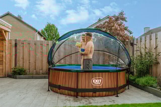 Piscine ronde avec pompe filtrante et dôme Wood - 300 x 76 cm - Dès 6 ans