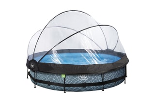 Piscine ronde avec pompe filtrante et dôme Stone - 360 x 76 cm - Dès 6 ans