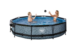 Piscine ronde avec pompe filtrante et dôme Stone - 360 x 76 cm - Dès 6 ans