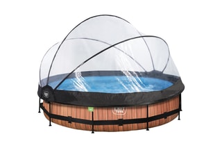 Piscine ronde avec pompe filtrante et dôme Wood - 360 x 76 cm - Dès 6 ans