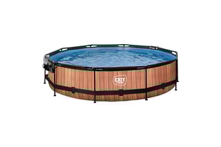 Piscine ronde avec pompe filtrante et dôme Wood - 360 x 76 cm - Dès 6 ans