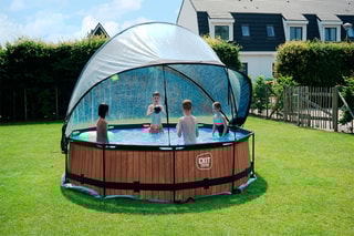 Piscine ronde avec pompe filtrante et dôme Wood - 360 x 76 cm - Dès 6 ans