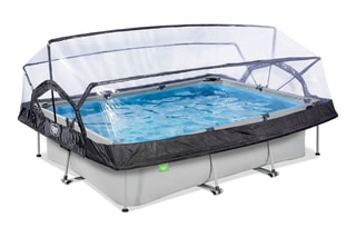 Piscine rectangulaire avec pompe filtrante et dôme Soft Grey - 300 x 200 x 65 cm