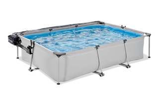 Piscine rectangulaire avec pompe filtrante et dôme Soft Grey - 300 x 200 x 65 cm