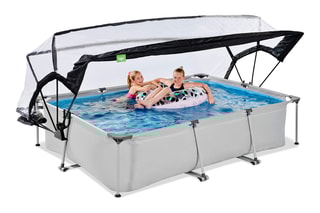 Piscine rectangulaire avec pompe filtrante et dôme Soft Grey - 300 x 200 x 65 cm