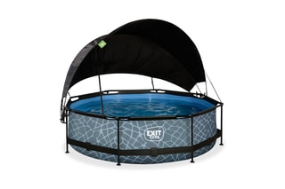 Piscine ronde avec pompe filtrante et voile d'ombrage Stone - 300 x 76 cm
