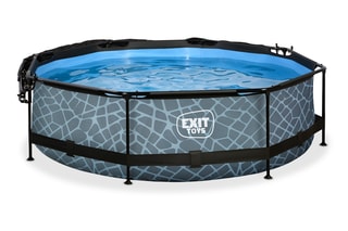 Piscine ronde avec pompe filtrante et voile d'ombrage Stone - 300 x 76 cm