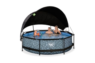 Piscine ronde avec pompe filtrante et voile d'ombrage Stone - 300 x 76 cm