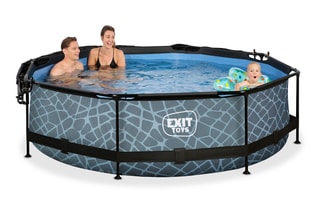 Piscine ronde avec pompe filtrante et voile d'ombrage Stone - 300 x 76 cm