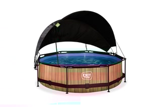 Piscine ronde avec pompe filtrante et voile d'ombrage Wood - 300 x 76 cm