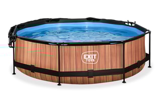 Piscine ronde avec pompe filtrante et voile d'ombrage Wood - 300 x 76 cm