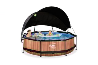 Piscine ronde avec pompe filtrante et voile d'ombrage Wood - 300 x 76 cm
