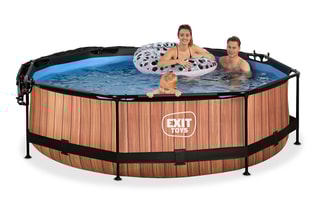 Piscine ronde avec pompe filtrante et voile d'ombrage Wood - 300 x 76 cm