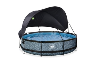 Piscine ronde avec pompe filtrante et voile d'ombrage Stone - 360 x 76 cm