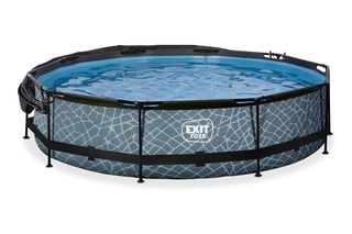 Piscine ronde avec pompe filtrante et voile d'ombrage Stone - 360 x 76 cm
