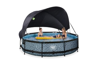 Piscine ronde avec pompe filtrante et voile d'ombrage Stone - 360 x 76 cm
