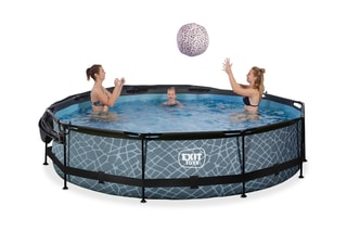 Piscine ronde avec pompe filtrante et voile d'ombrage Stone - 360 x 76 cm