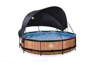 Piscine ronde avec pompe filtrante et voile d'ombrage Wood - 360 x 76 cm