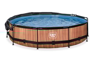 Piscine ronde avec pompe filtrante et voile d'ombrage Wood - 360 x 76 cm