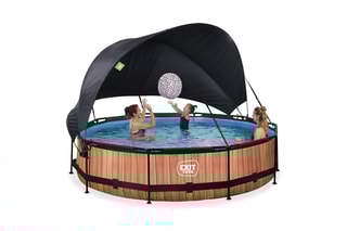 Piscine ronde avec pompe filtrante et voile d'ombrage Wood - 360 x 76 cm