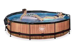 Piscine ronde avec pompe filtrante et voile d'ombrage Wood - 360 x 76 cm