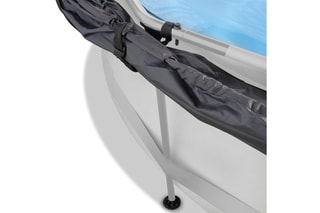 Piscine ronde avec voile d'ombrage Soft Grey - 360 x 76 cm