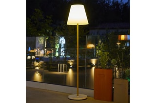 Candeeiro de pé recarregável Standy Wood Solar Natural e branco