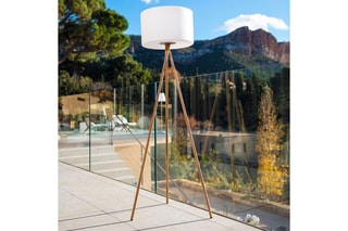 Candeeiro LED Tamboury wood Branco e efeito madeira