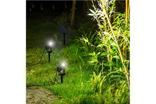 2 spots solaires LED reliés avec panneau solaire déporté 2 en 1 Roundy - Noir - 2 x 5 W