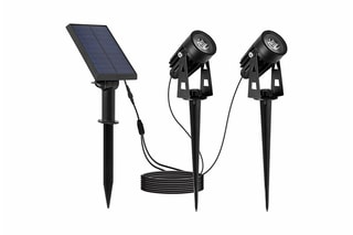 2 spots solaires LED reliés avec panneau solaire déporté 2 en 1 Roundy - Noir - 2 x 5 W