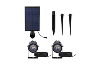 2 spots solaires LED reliés avec panneau solaire déporté 2 en 1 Roundy - Noir - 2 x 5 W