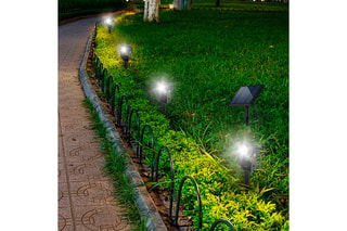 4 spots solaires LED reliés avec panneau solaire déporté 4 en 1 Roundy - Noir - 4 x 5 W