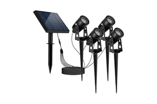 4 spots solaires LED reliés avec panneau solaire déporté 4 en 1 Roundy - Noir - 4 x 5 W