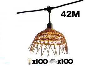 Guirlande d’extérieur en rotin 100 LED Hawaii - 42 m