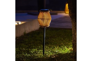 Balise solaire LED Silvina - Imitation rotin et noir