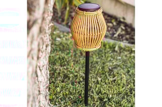Balise solaire LED Silvina - Imitation rotin et noir
