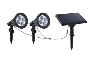 Double spot solaire 2-en-1 à piquer ou à fixer - Noir - 2 x 5 W