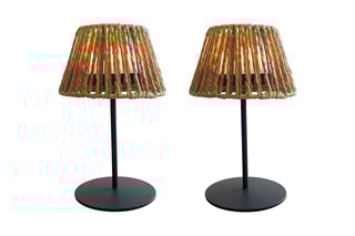 2 Ledtafellampen Twins Raffy - Zwart en Naturel