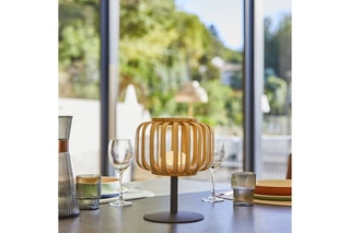 Bamboe Ledlamp Standy Mini  Zwart en Beige