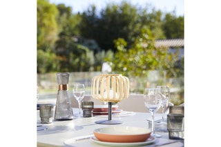 Bamboe Ledlamp Standy Mini  Zwart en Beige