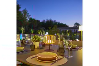 Bamboe Ledlamp Standy Mini  Zwart en Beige
