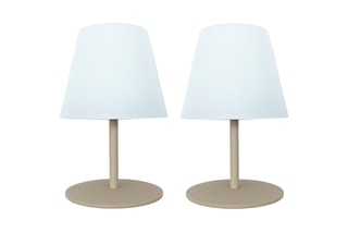 2 Draadloze Ledlampen op Voet Twins Bohème Beige en Crèmekleurig